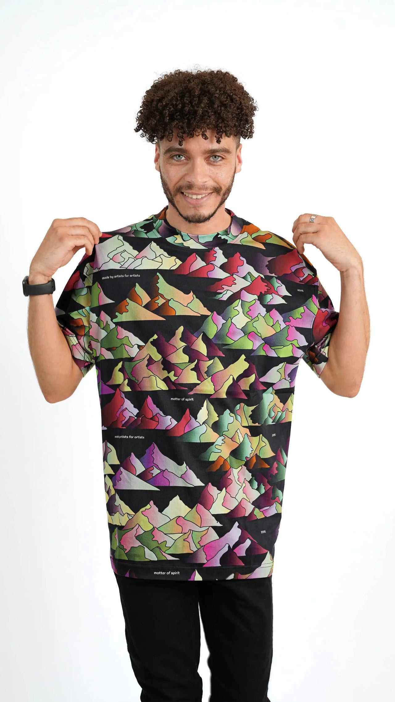 RGB Mountain - Men's Oversized Mountain Print T-Shirt - Matter of Spirit